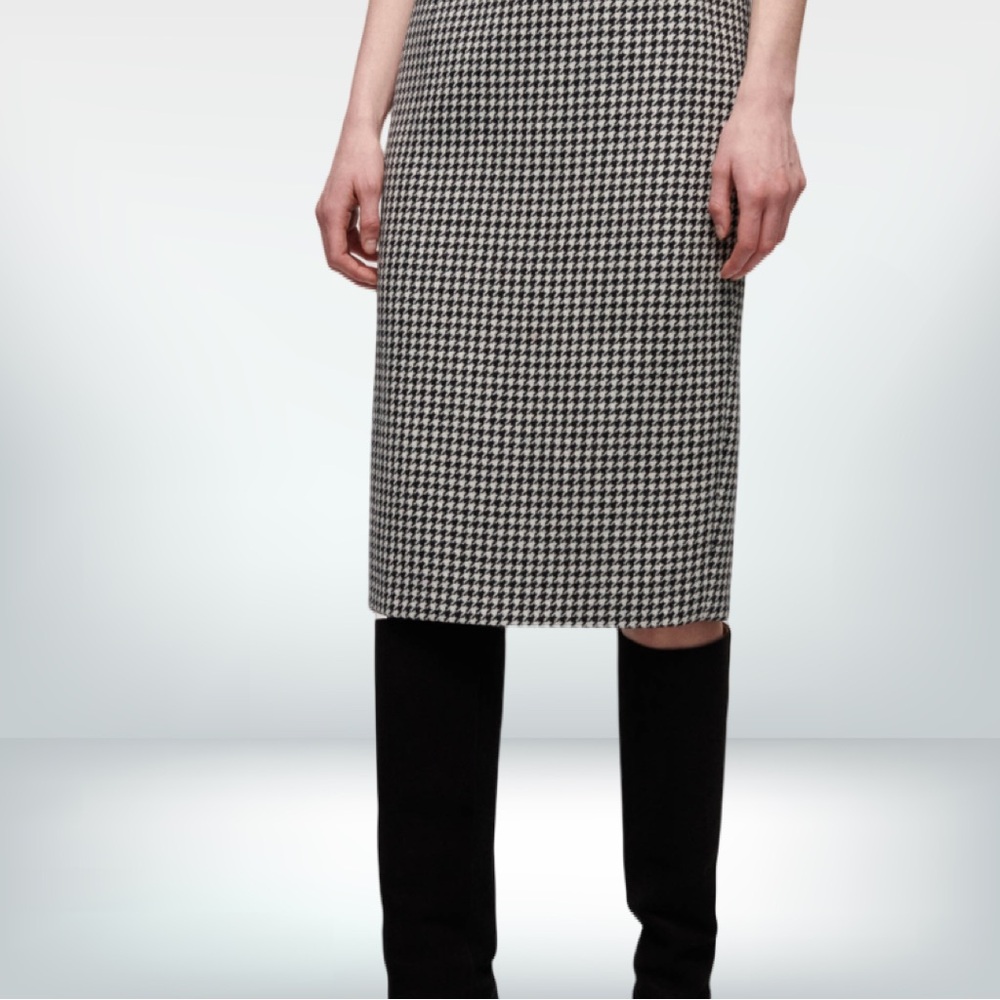 Lambswool Houndstooth belted Pencil Skirt size 10